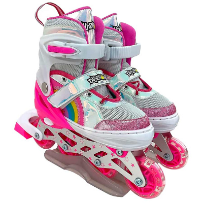 Ролики раздвижные размер 38-41 со светом Dvizhok 141V-672-6 розово белые 1